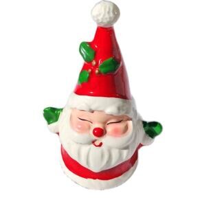 Josef Originals Vtg Santa Claus Christmas Bell 4.5" Holly Hat Ceramic Korea
